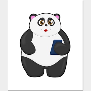 Panda with Mobile phone Posters and Art